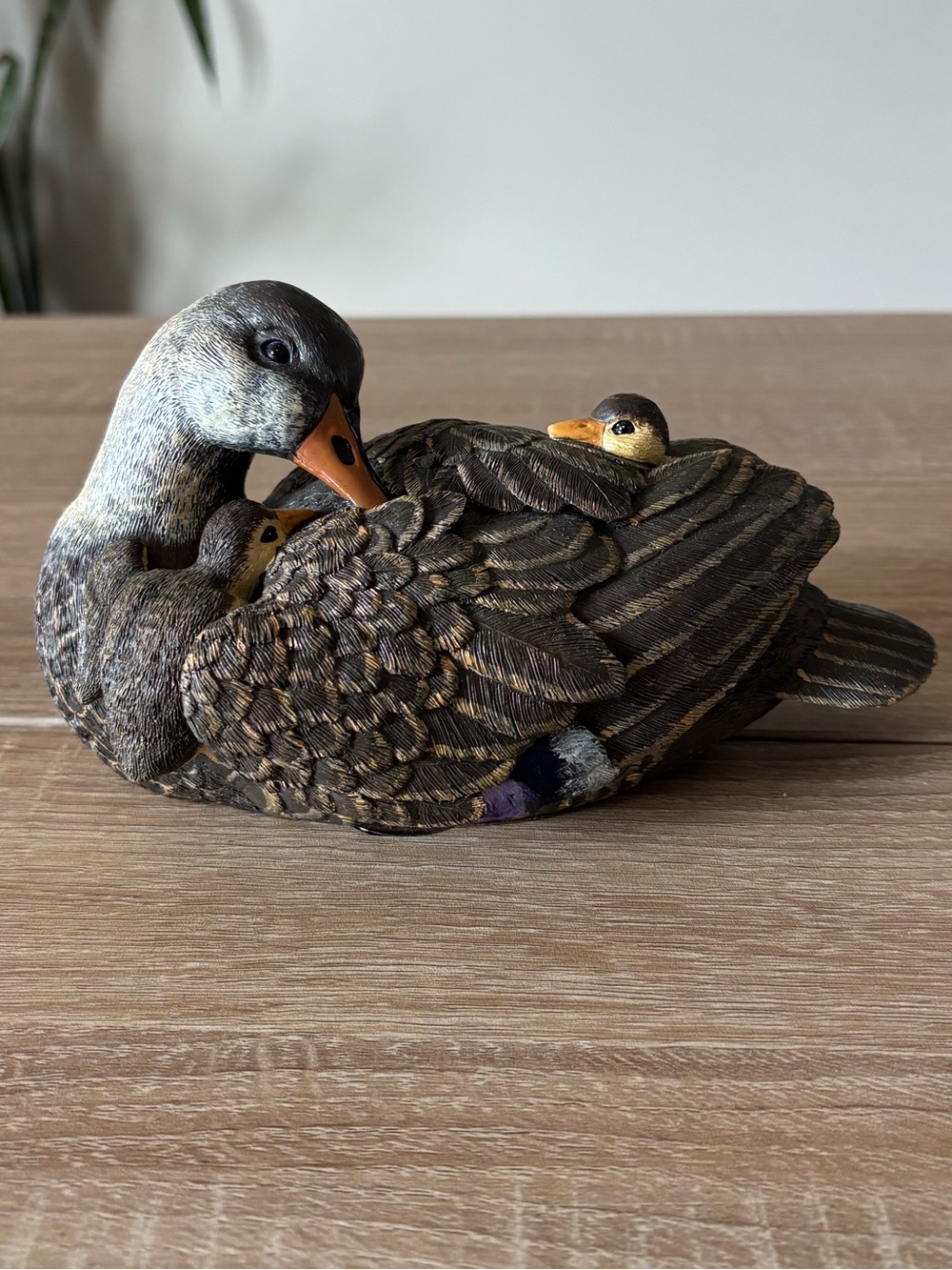 Vintage Herco Gift Duck Mallard Hen and Ducklings Figurine